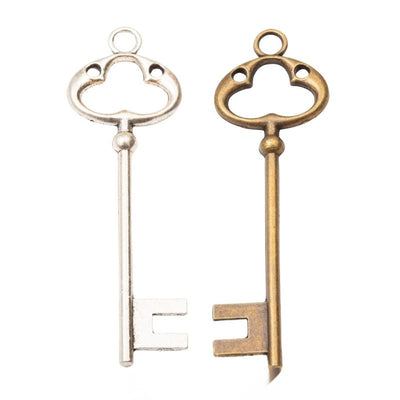 Grouped front views of skeleton key charms