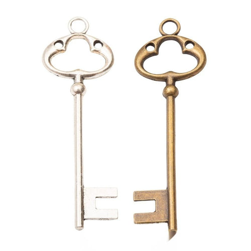 Grouped front views of skeleton key charms