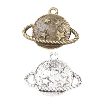 Overview of Saturn planet charms in the available designs and finishes