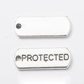 PROTECTED Engraved Rectangular Tag Pendant Charm in Antique Silver view 1