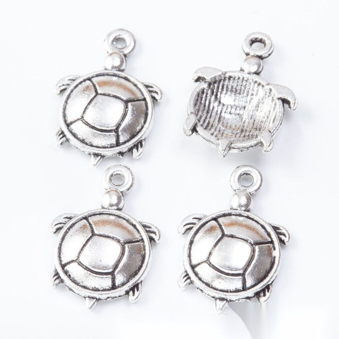 Round Open Shell Turtle Connectors in Antique Silver