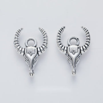 Curled Ram Head Detailed Metal Charm in 1 Finish for Crafting
