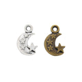 Star Cutout Crescent Moon Metal Charm for Jewelry Making, 2 Finishes view 1