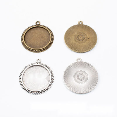 Round Beaded Cabochon Setting metal design group view on a light background