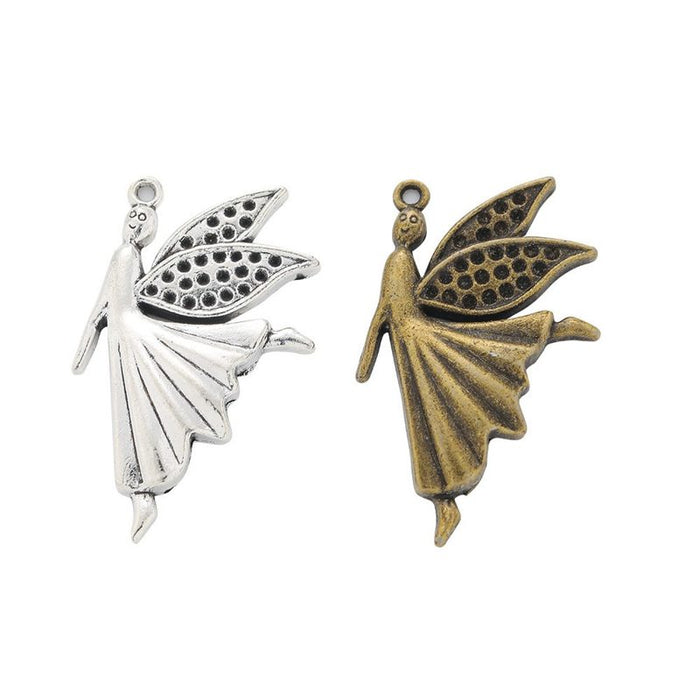 Layered Winged Angel Metal Charms in Two Antique Finishes