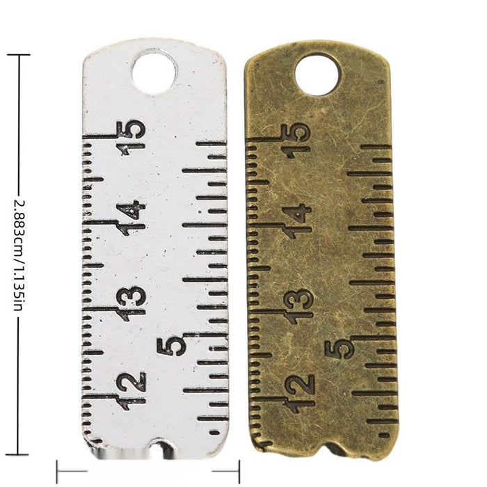 Vernier Caliper Ruler Metal Charms In Bronze And Silver
