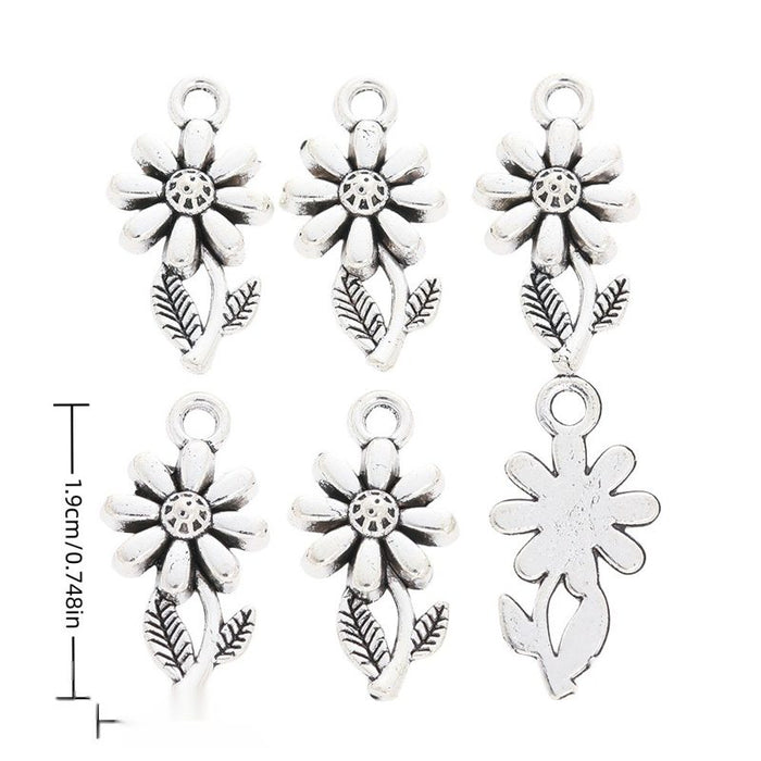 Flower Stem Vintage Metal Charm Pendant for Jewelry Making