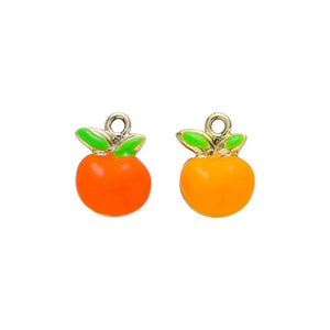 Orange Fruit Enamel Metal Charm in Two Orange Shades