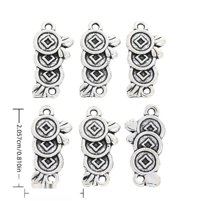Stacked Coin Metal Charms in Antique Silver Finish