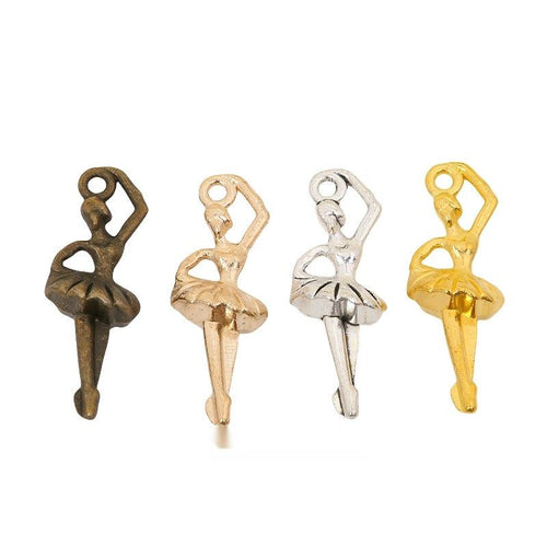 Ballerina Charm shown in the available metal finishes on white