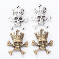 2-Finish Crowned Skull And Crossbones Metal Jewelry Components for Crafts view 1