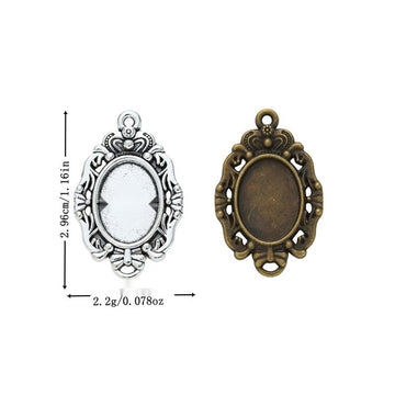 Oval Ornate Bezel Connector Jewelry Making Component In 2 Finish Options