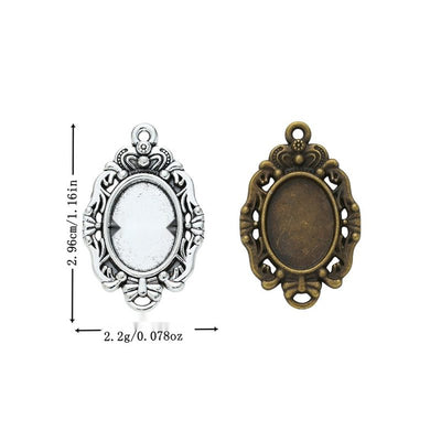 Oval Ornate Bezel Connector shown in the available metal finishes