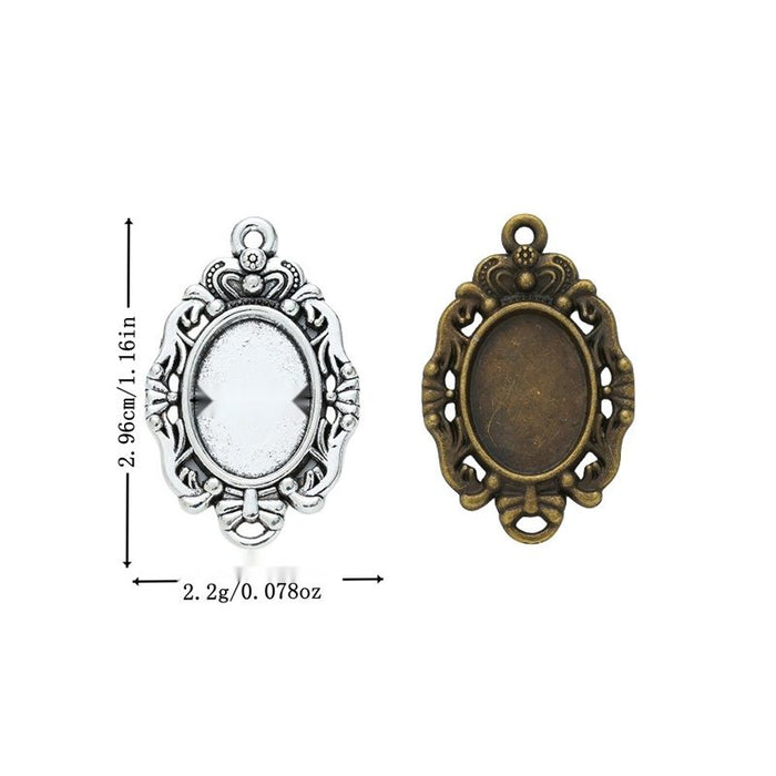 Oval Ornate Bezel Connector Jewelry Making Component In 2 Finish Options