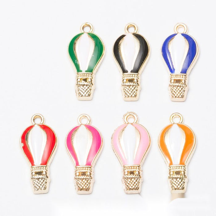 Vintage Finish Metal Enamel Hot Air Balloon Charms in 8 Style Options
