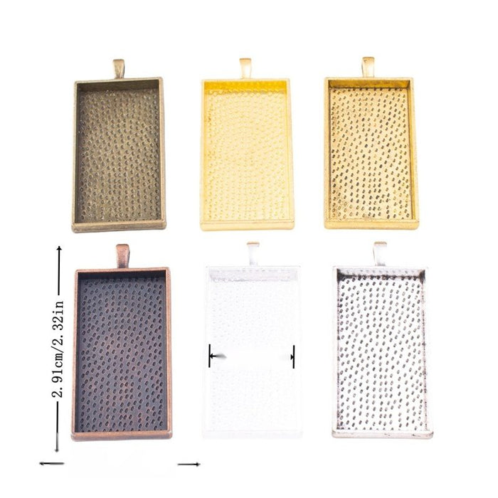 6-Finish Rectangle Cabochon Tray Metal Jewelry Components for Crafts