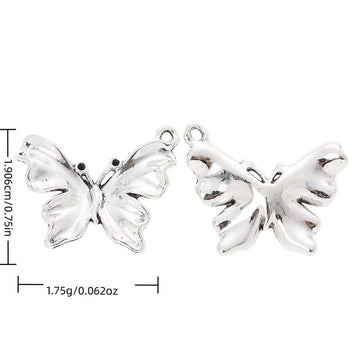 Raised Butterfly Alloy Charm in Antique Silver Finish