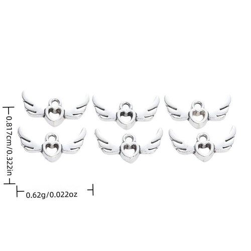 Winged Heart Bead components shown from the front in all pictured options
