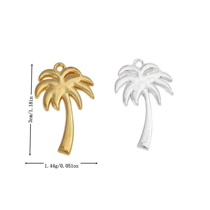 Curved Palm Tree Metal Charms in Two Bright Finishes