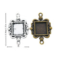 Ornate Square Cabochon Connector Settings in Two Finishes view 1