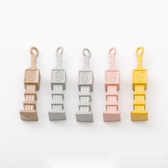 Tall Clock Tower Enamel Charms in Four Soft and Bright Colors