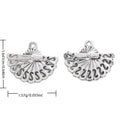 Detailed Double Folding Fan Metal Charm in Antique Silver Tone view 1