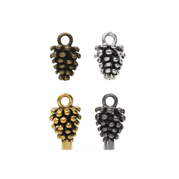Textured Pine Cone Charm In 4 Metal Finishes For Jewelry Making
