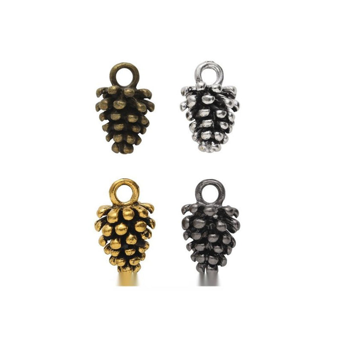 Textured Pine Cone Charm In 4 Metal Finishes For Jewelry Making