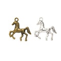 Antique Metal Walking Horse Charm Pendant With Textured Detail, 2 Finishes view 1