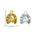 Running Horse Horseshoe Charm in Textured Metal for Jewelry Making view 1