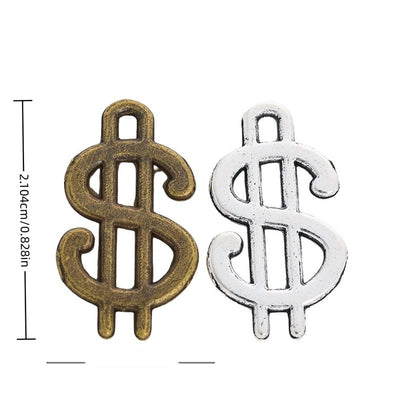 Front view of dollar sign charm showing finish variation 1