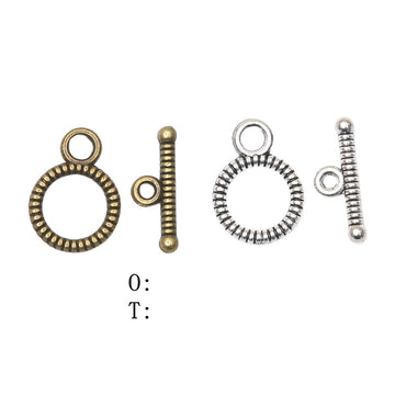 Coil Textured Ring and Bar Toggle Clasp Jewelry Component