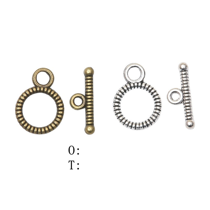 Coil Textured Ring and Bar Toggle Clasp Jewelry Component