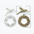 Bird And Wreath Toggle Clasps in 2 Metal Finish Options view 1