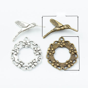 Bird And Wreath Toggle Clasps in 2 Metal Finish Options