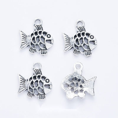 Openwork Floral Fish metal piece showing overall shape and available finishes