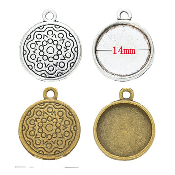 Spiral Texture Round Cabochon Settings in Two Antique Finishes