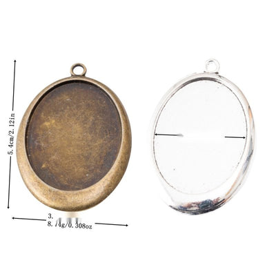 Group view of oval recessed cabochon tray with a dense grid-textured back