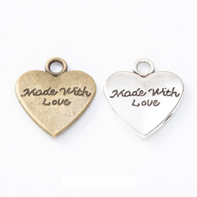 Made With Love Heart Charm front product view