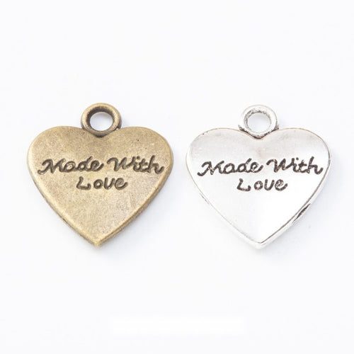Made With Love Heart Charm front product view