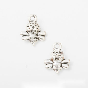 Tiny Bee Silver Tone Metal Charms for Jewelry Making
