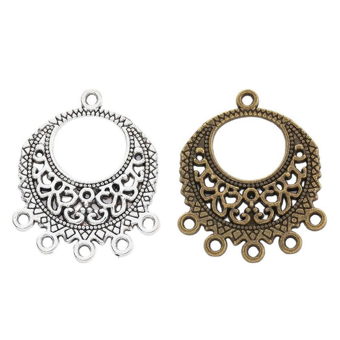 Ornate Round Multi Loop Metal Connectors in Two Finishes