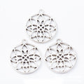 Round Floral Openwork Metal Connectors in Antique Silver view 1