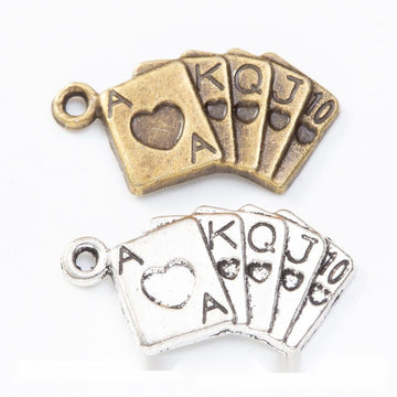 Playing Card Fan Charm in 2 Metal Finishes for Jewelry Making