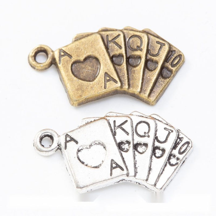 Playing Card Fan Charm in 2 Metal Finishes for Jewelry Making