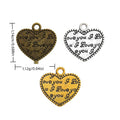I Love You Text Heart Pendant Charm in Three Finishes view 1
