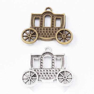 Front comparison of openwork carriage metal component in 2 finishes