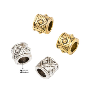 Geometric Barrel Bead in 2 Metal Finishes for Jewelry Making