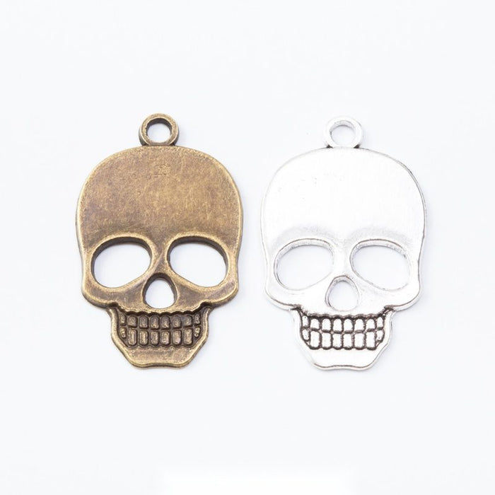 Square Skull Jewelry Charm in Two Antique Metal Finishes