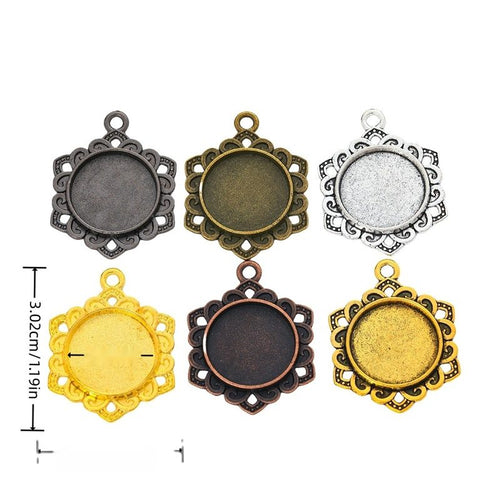 Metal hexagonal floral setting, front and reverse views shown in the product image